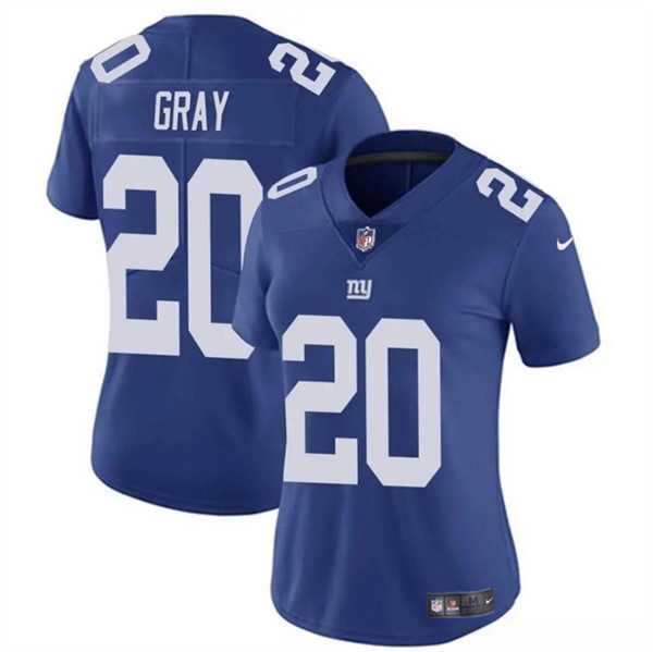 Womens New York Giants #20 Eric Gray Blue Vapor Stitched Jersey Dzhi->women nfl jersey->Women Jersey